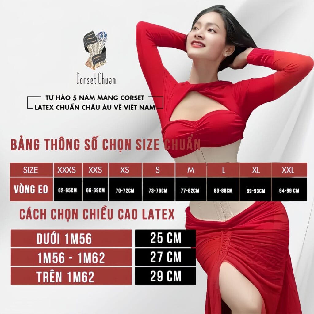 Chọn Size Latex Corset Chuẩn