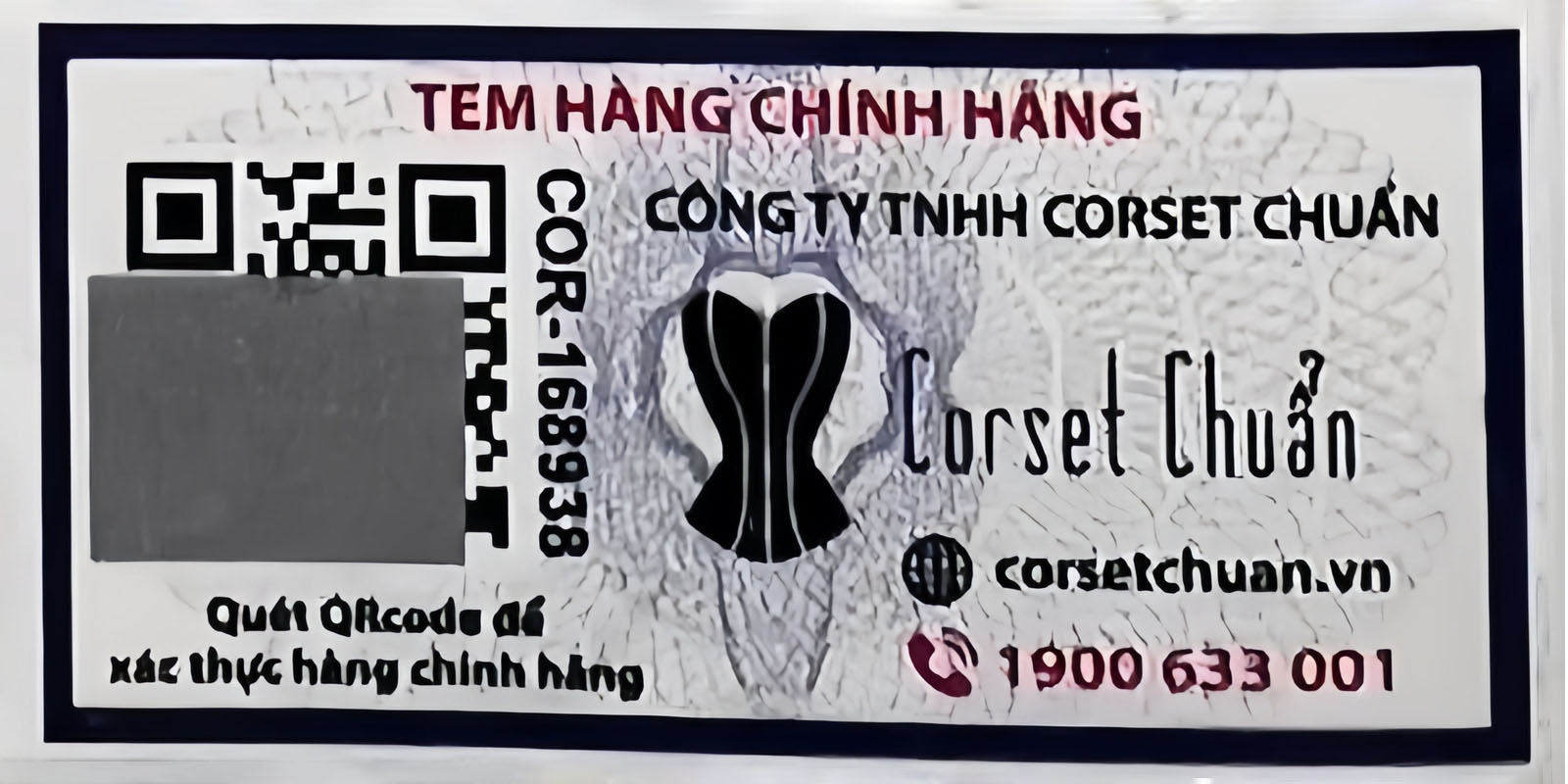 tem latex corset chuẩn chống hàng giả