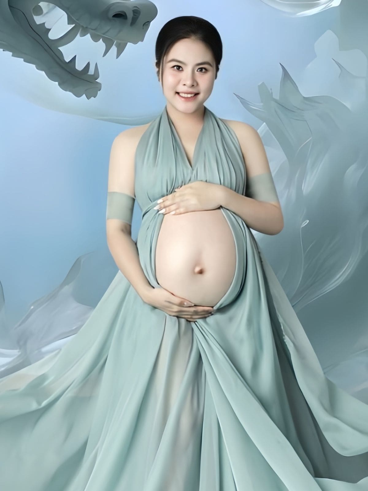 Diễn viên Vân Trang khi mang thai vẫn rạng rỡ và tự tin trước khi dùng Latex Corset Chuẩn